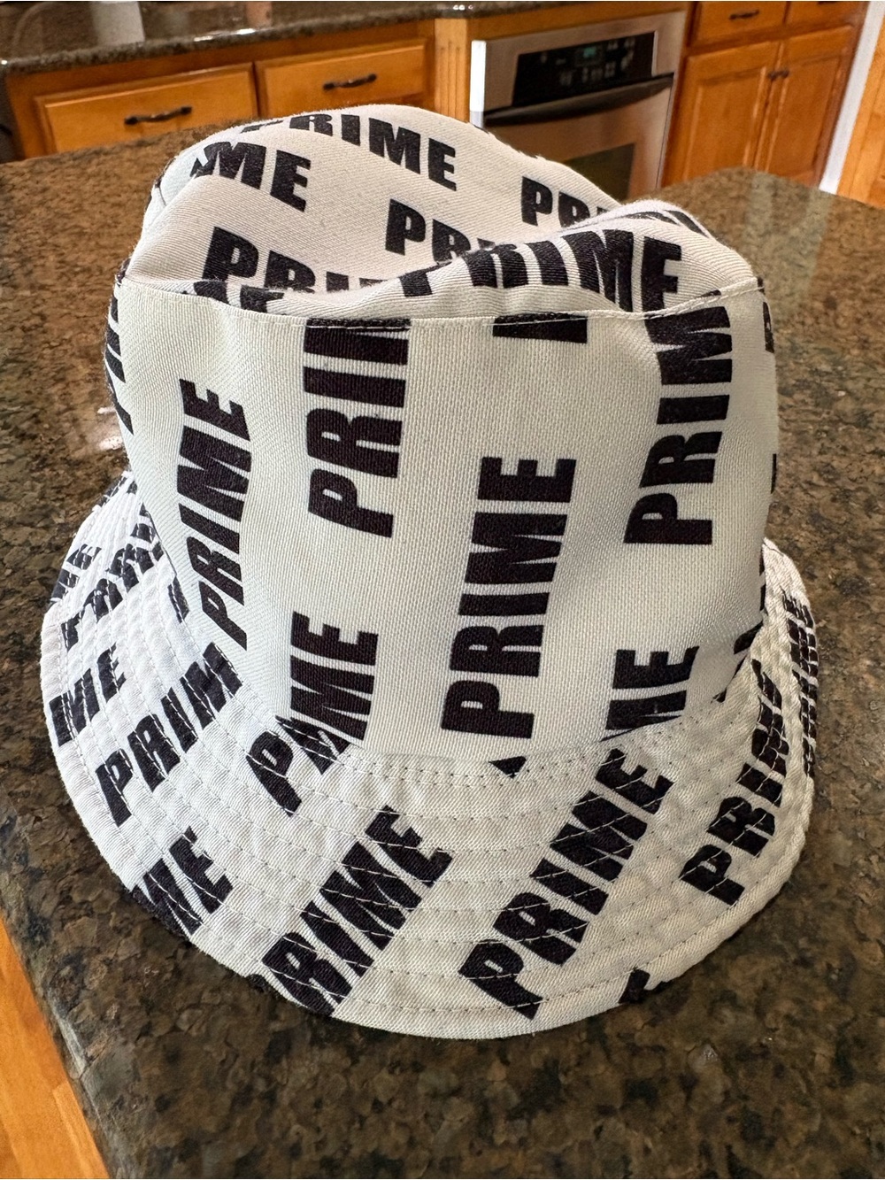 PRIME All Over Logo Bucket Hat White Black Adult Size Large 23” Circumference